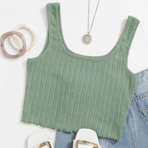 Mint Green Ribbed Crop Top